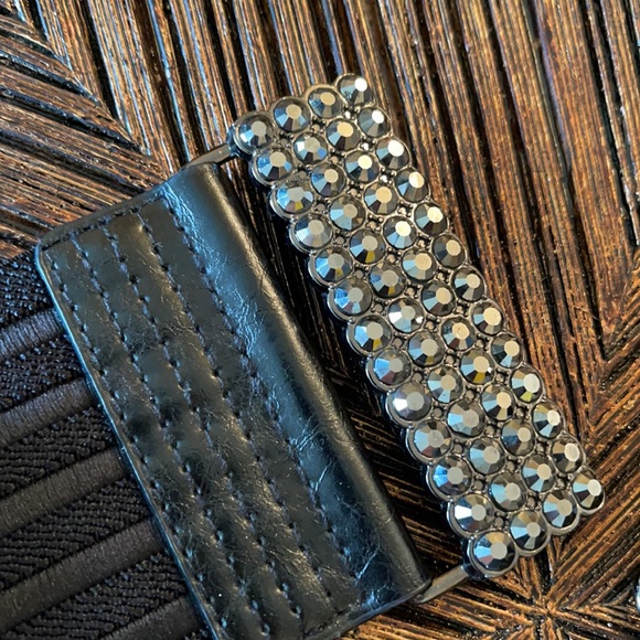CACHE BLACK STRETCH BELT WITH BLING BUCKLE main image 5